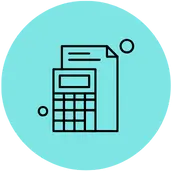 Icon with a calculator and page, representing Sales Tax Filing for bookkeeeping services