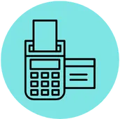 Icon with a receipt being printed from a register, representing Accounts Receivable for bookkeeping services