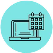 Icon of a calendar and computer representing Monthly Reconciliations for bookkeeping services