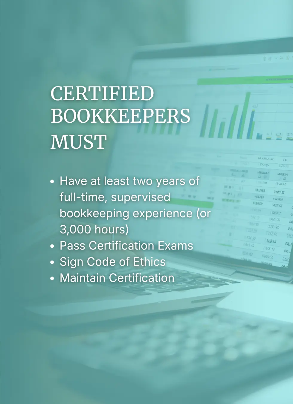 Overview of qualifications a certified bookkeeper in Fountain, CO must have