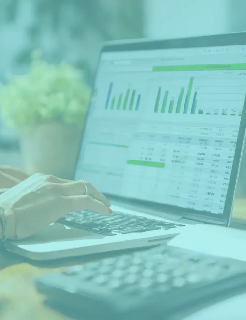 Transaction posting represented by bookkeeping software on a laptop